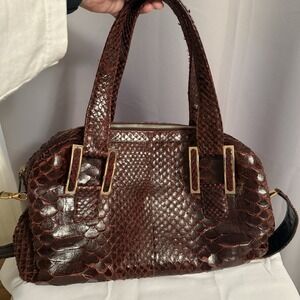 KARA ROSS New York Burgundy Python Skin Satchel Shoulder Bag Purse Retail 2950$